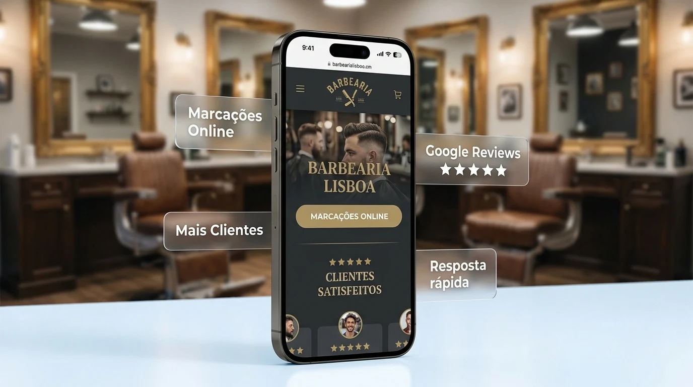 Interior premium da Alfama Barbershop com cadeiras clássicas e vista sobre Lisboa
